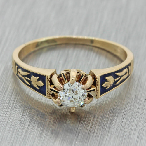 Antique Victorian 18K Yellow Gold 0.35ct Diamond Engagement Ring