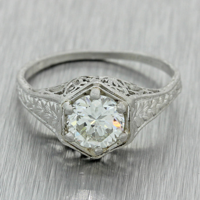 Antique Art Deco Platinum 0.95ct Diamond Engagement Ring