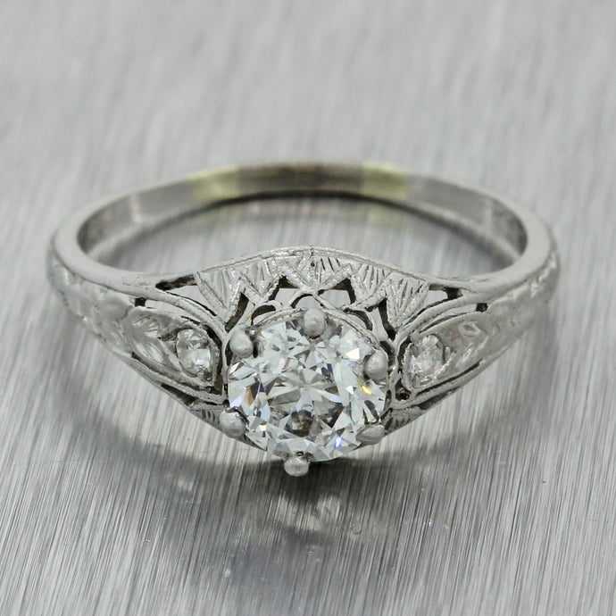 Antique Art Deco Platinum 0.84ct Diamond Engagement Ring