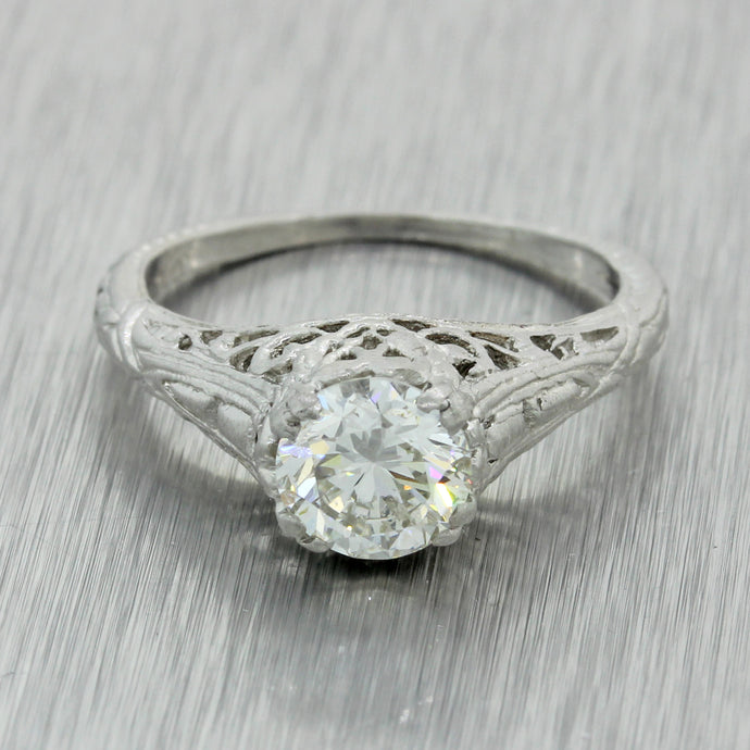 Antique Art Deco Platinum 0.85ct Diamond Engagement Ring