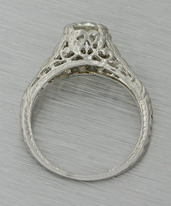 Antique Art Deco Platinum 0.85ct Diamond Engagement Ring