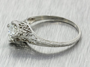 Antique Art Deco Platinum 0.87ct Diamond Engagement Ring