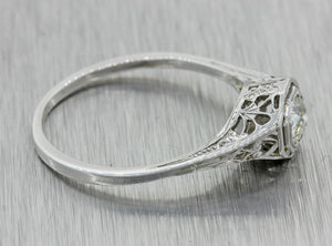 Antique Art Deco 14k White Gold 0.33ct Diamond Engagement Ring